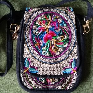 Embroidered crossbody bag/ purse